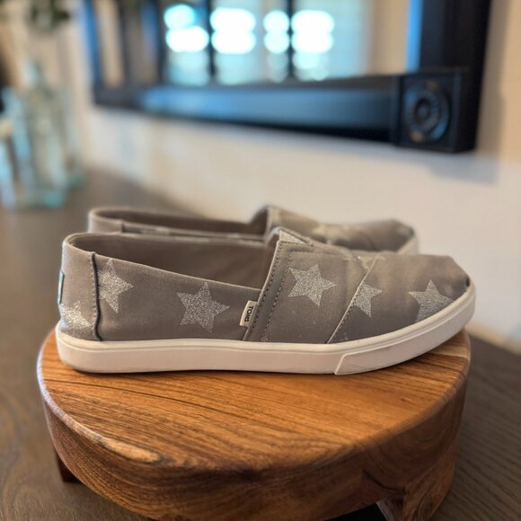 TOMS Alpargata Cupsole Slip-Ons – Grey Star Print Canvas, Women’s US 7, Like-New - Picture 6 of 8